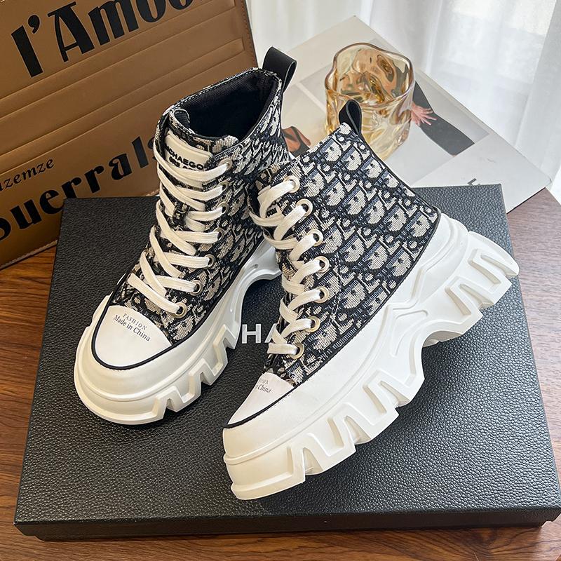 Fashion Shoes for Women 2024 New Hot Sale Mid-Calf Autumn Women's Boots Leopard Print Lace Up High Heels Water Proof