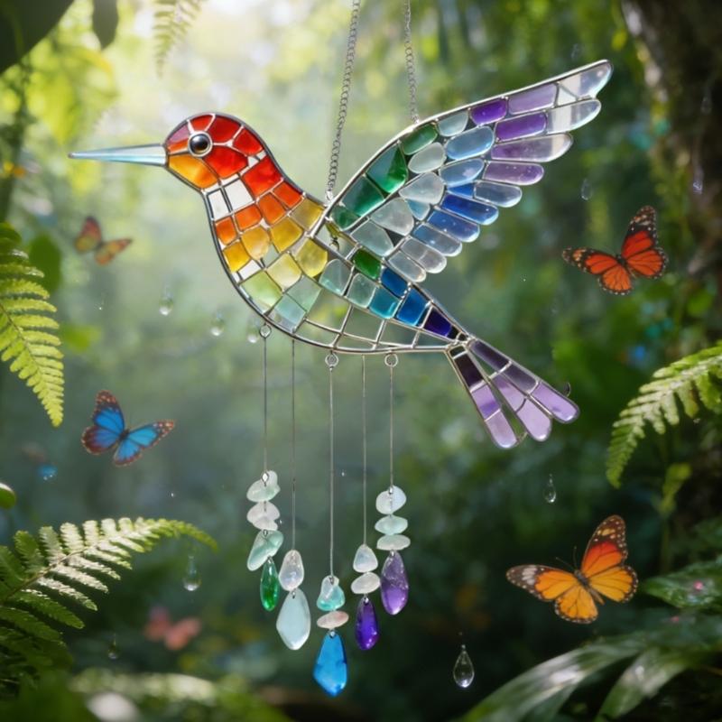Regenbogen Vogelform Windspiele mit reflektierenden Oberflächen zum Einfangen von Sonnenlicht für Garten- und Heimdekoration