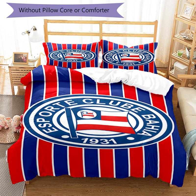 Bahia Fc Crest Emblem Printed Pattern Duvet Cover Set – Includes 1 Duvet Cover and 2 Matching Pillowcases Bedroom Decor Christmas Gifts