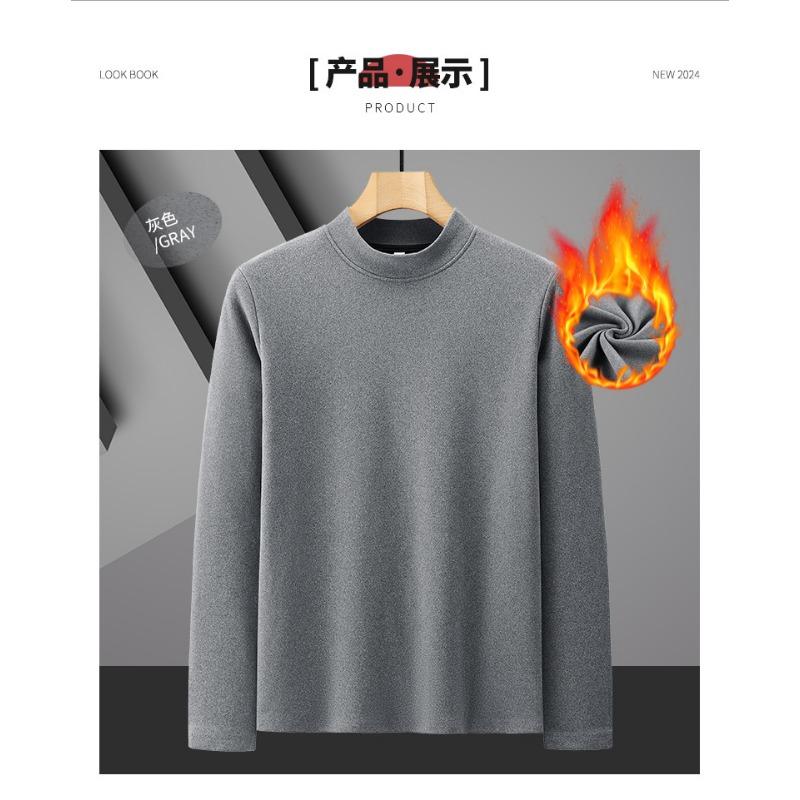 Mens Thick Fleece Sweatshirt Stand Collar Long Sleeve Casual Warm Top