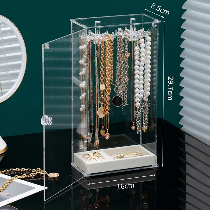 Plastic Jewelry Box Organizer Women Ring Necklace Jewelry Boxes Storage Bracelet Earrings Transparent Display Stand Accessories