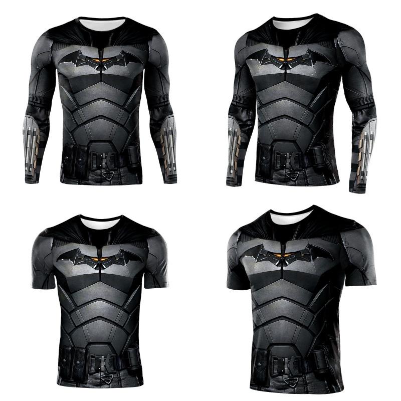 Durable Black Polyester Batman Cosplay Tee For Sports And Fitness