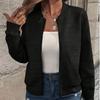 Spring Casual High Neck Zipper Knit Cardigan Women's Long Sleeve Chic Coat
