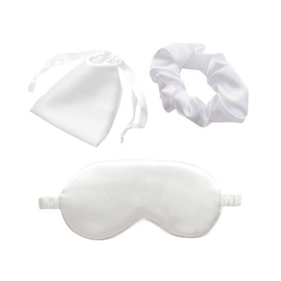 Imitated Silk Eye Cover Set Memory Foam Eye Masque 3-Piece Cloth Bag Hair Rings Storage Bag Comfortable Hypoallergenic Sleeping Shield Eye Care Tools