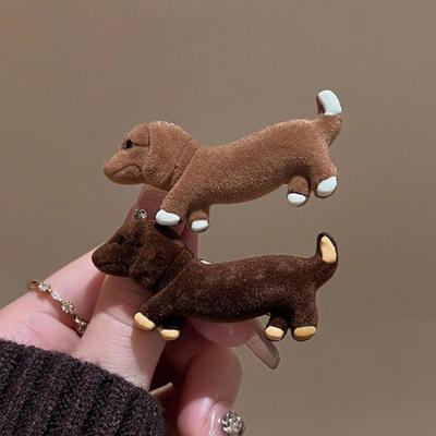 1/2 horquilla para niña con diseño de perro salchicha, pinzas para el pelo con flequillo lateral, accesorio para el pelo, regalo de Año Nuevo