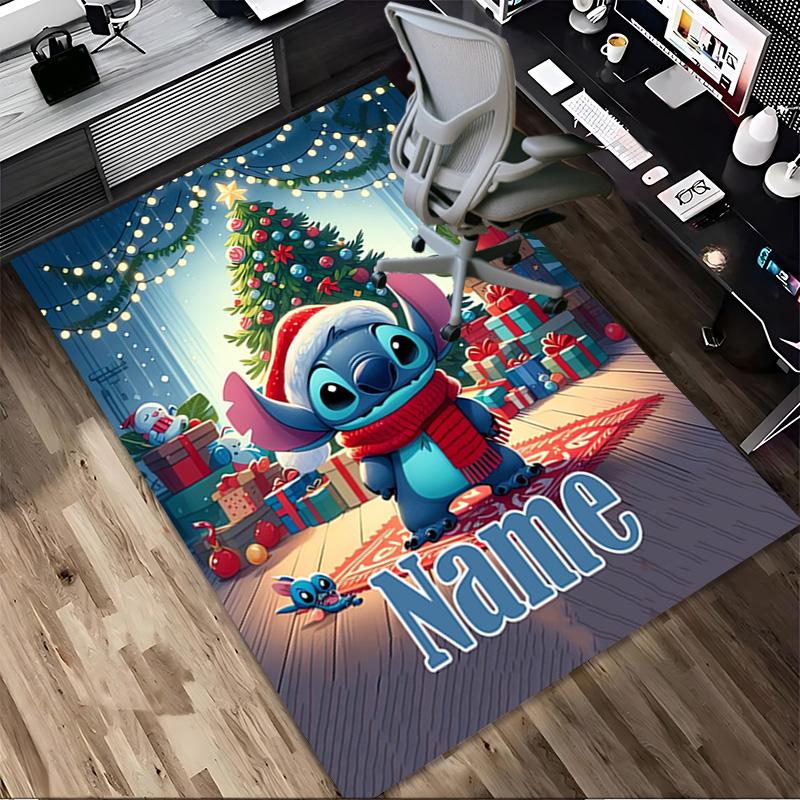 Personalized Name Halloween Stitch Living Room Non-Slip Area Rug Soft Carpet for Bedroom Kids Playroom Sofa Office Home Decor Doormat