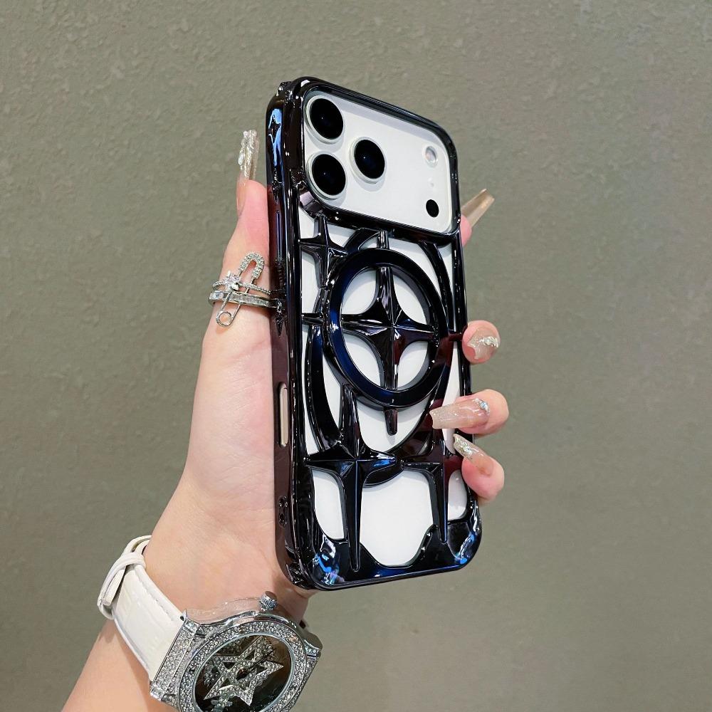 

3D Plating Star Hollow Magnetic Case For iPhone 17 Air 16 15 14 Plus 13 Pro Max Magsafe Dissipate Heat Shockproof Cover For iphone13