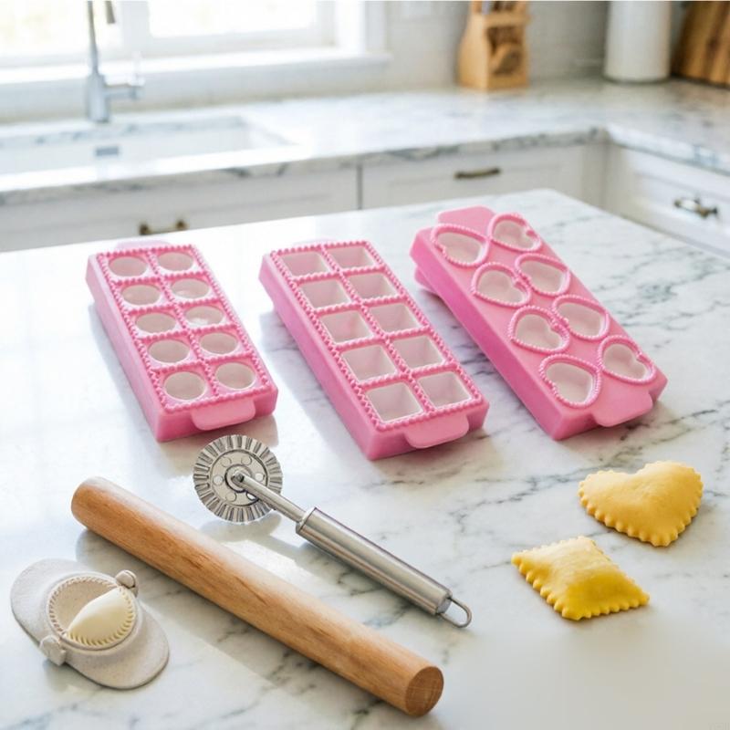 Kitchen Dough Forming Group With Flexible Press Parts, 6 Hand Use Set for Home Cooking, Form Balance, Trim Guidance and Even