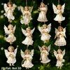 Wooden Xmas Tree Pendant 2D Flat Christmas Decorations Vintage Victoria Angel Ornament Set
