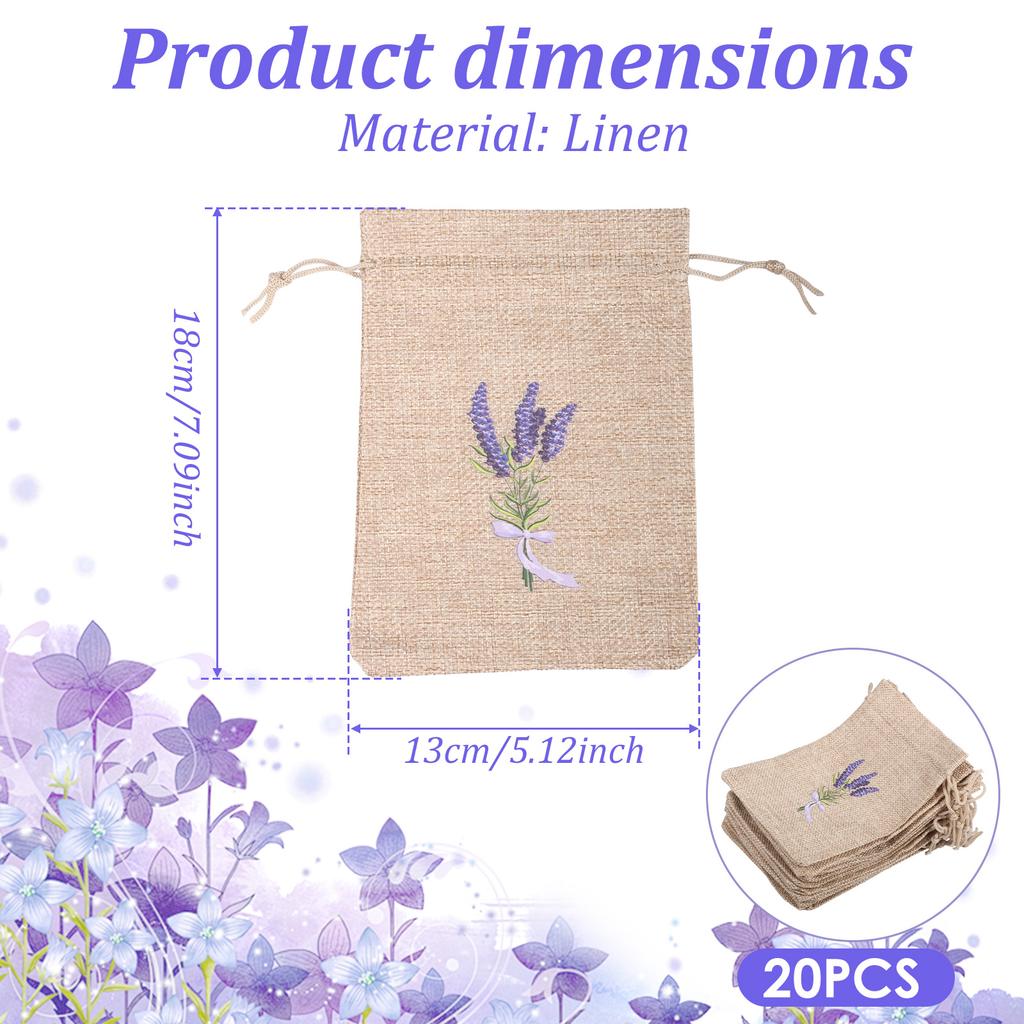 20Pcs Lavender Empty Bag Linen or Cotton Dry Flower Storage Bag With Drawstring Closure Breathable Spice Sachet Bag for Jewelry