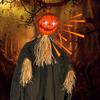 2025 Halloween Hanging Pumpkin Scarecrow With Glowing Eyes Scary Voice Ghost House Pumpkin Head Props Decoration