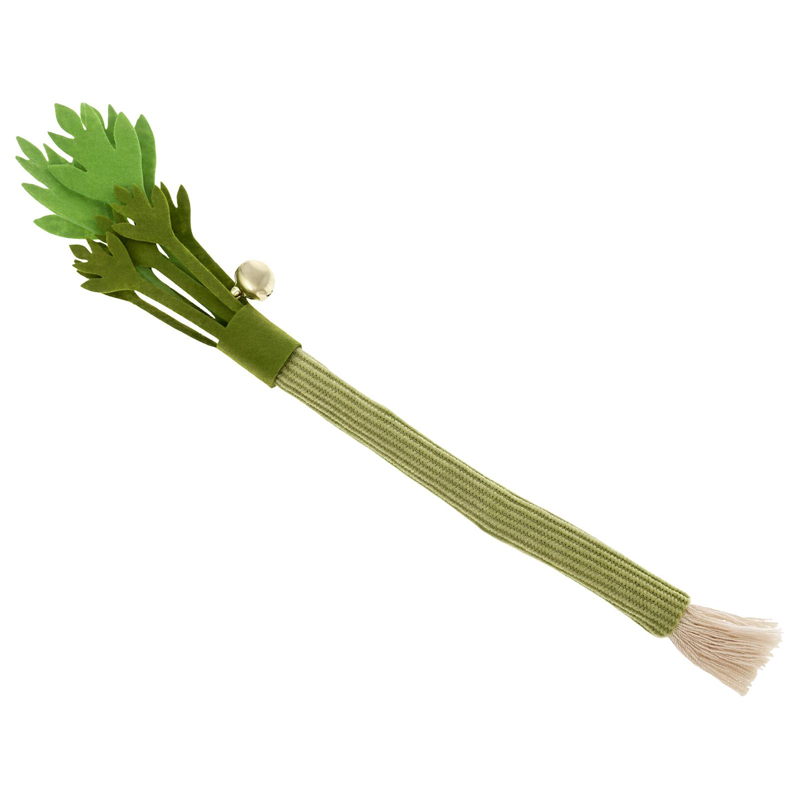 Simulation Celery Cat Chew Toy Catnip with Sound Bell Cat Teeth Cleaning Chew Toy Interactive Kicking Stick Pet Supplies зелёный