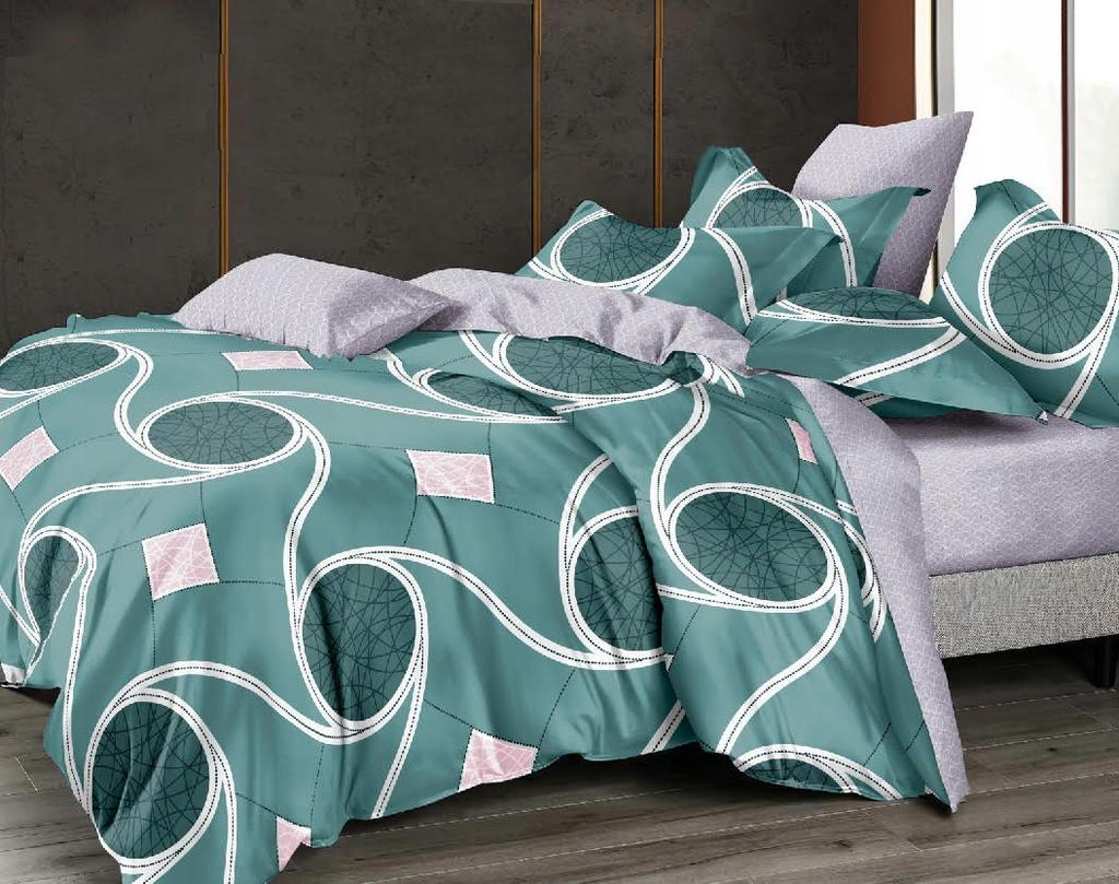 Flannel bedding 200x220 + 2 pillowcases 70x80 with zipper, warm, waves, circles