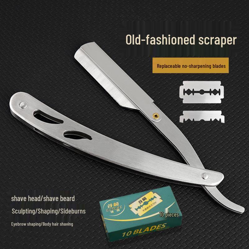 All-Steel Manual Razor: Classic Shaver for Face, Beard & Eyebrows.