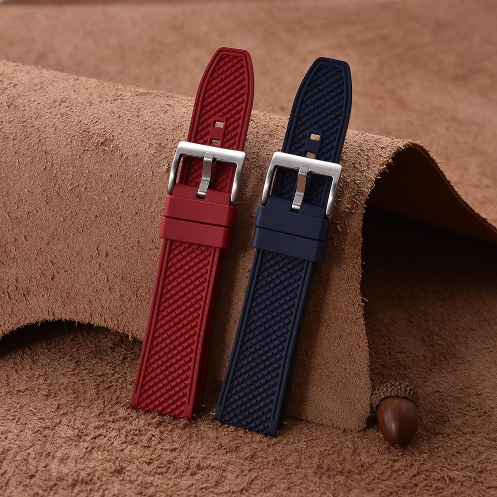 New Design HAISCH FKM Rubber Watch Strap 18mm 20mm 22mm 24mm Bullet Shape Quick Release Watch Bands Diving Waterproof Wristbands