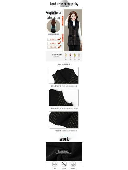 Plus Size Fleece-Lined Vest for Middle-Aged & Elderly Women - Stylish Autumn/Winter Suit Collar