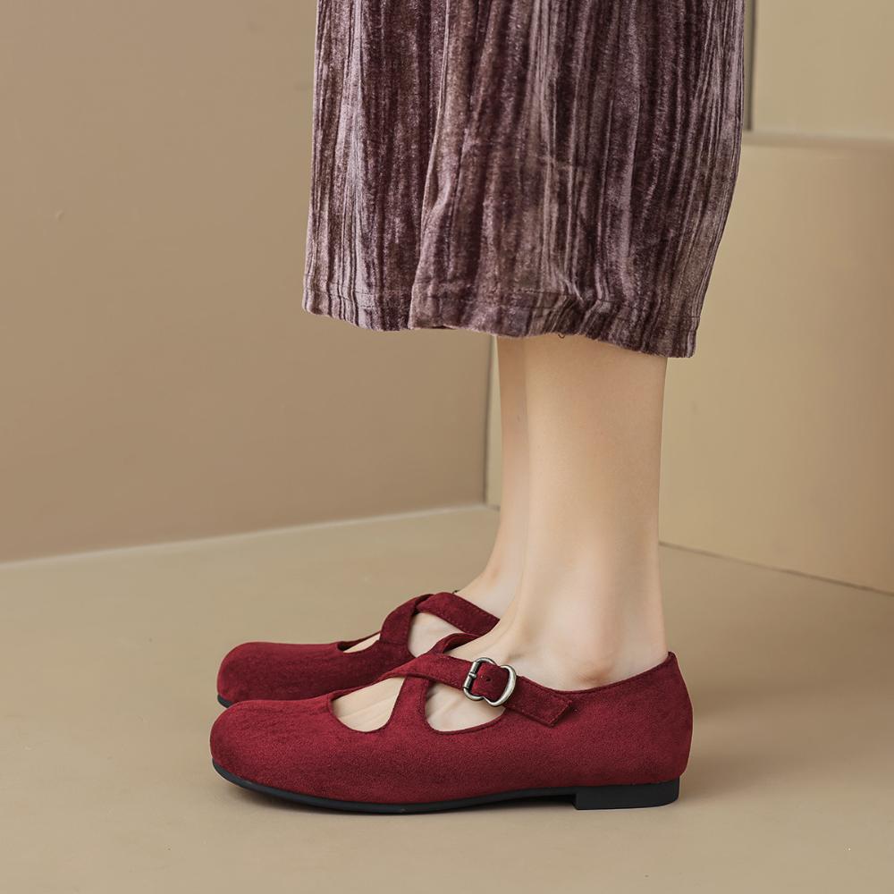 Fashion Mary Jane Shoes for Women's 2025 Spring Summer New Flats Cross Ballet Shoes Retro Round Head Shallow Mouth Pumps Women