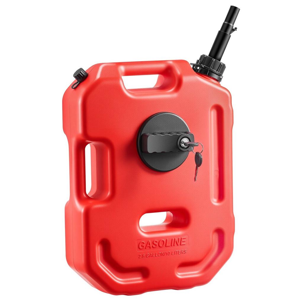 Fuel Container, 10 L, Gas Can with Spout and Lockable Bracket, 15 L/min Max Flow Rate, Secure & Leak-proof, Portable Flat Fluid Container for Most
