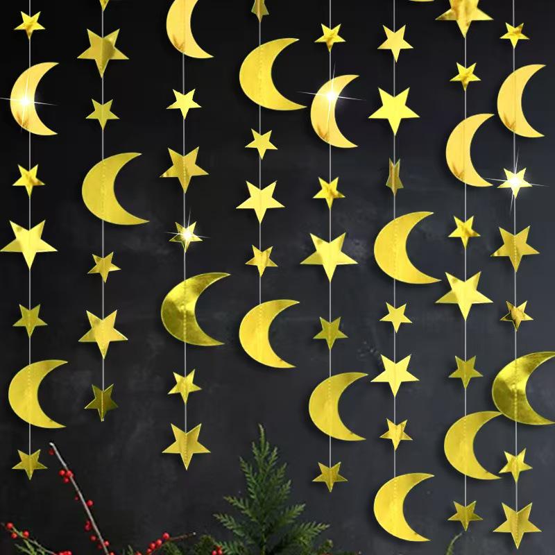 Gold Star & Moon Party Decorations - Hanging Backdrop for Weddings
