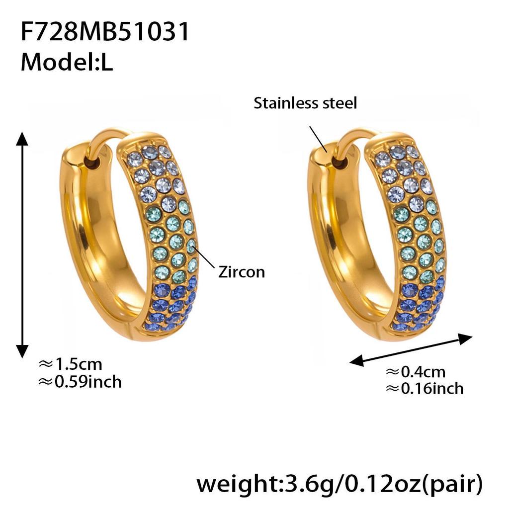 Qiong Yao Zircon Three-Row Diamond U-Shape Ear Cuff, 18k Gold Plated Stainless Steel Earrings