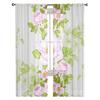 Romantischer Frühlingsblumen-Voile-Vorhang, Aquarell-Blumen-Tüllvorhänge, Fensterbehandlung für Küche/Schlafzimmer/Wohnzimmer