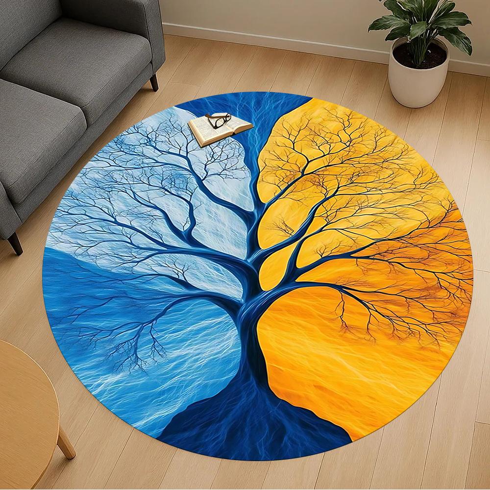 1pc tree of life Round Chair mat Area Rug - Non-Slip, Floor Mat for Office, Bedroom, and Indoor Decor -1002254