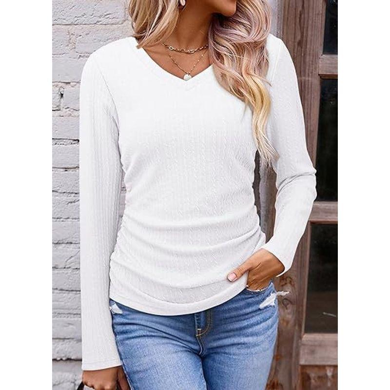 2025 Autumn Fashion Clothing Fashionable Tops Round Neck Knitted Basic T-Shirt White M