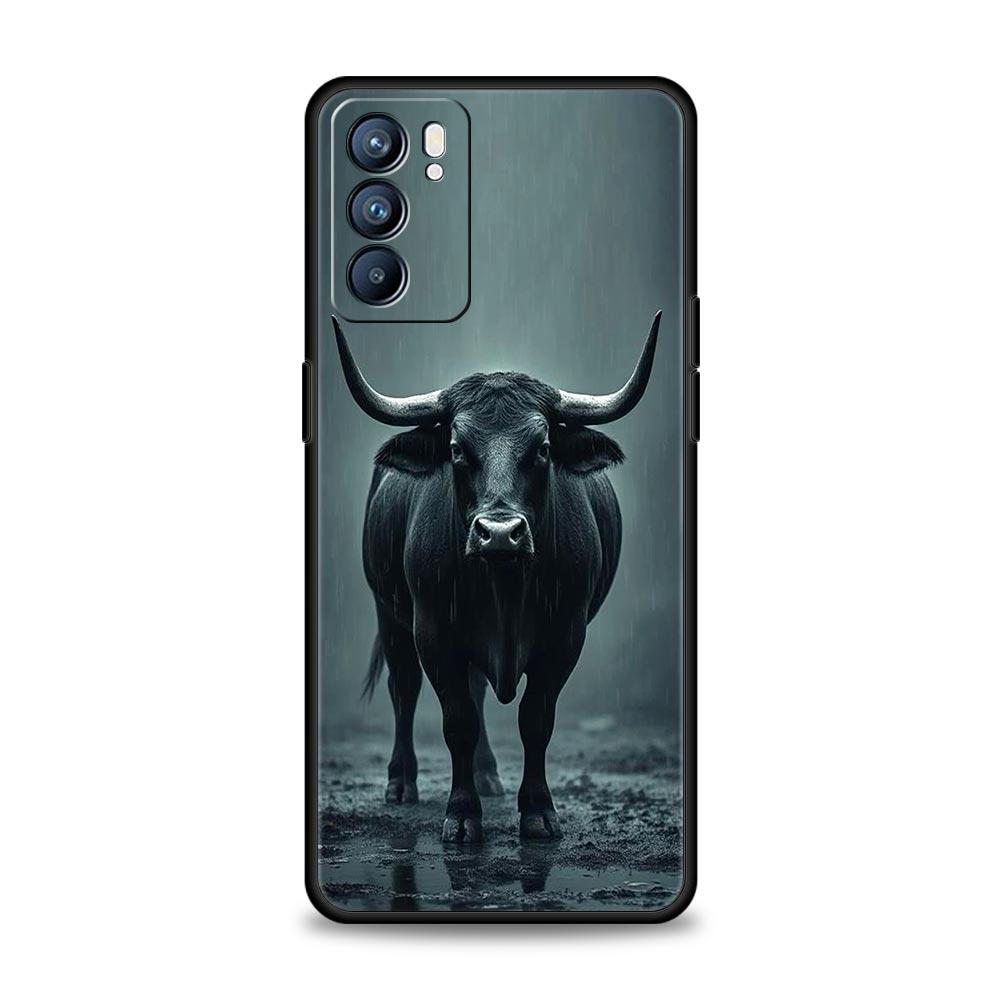 Bull Animal Phone Case For Oppo Reno13 Reno12 Reno11 F Reno10 Pro A54 5G Find X5 A53 A52 A9 A17 A57 A78 4G A79 A80 A98 Cover