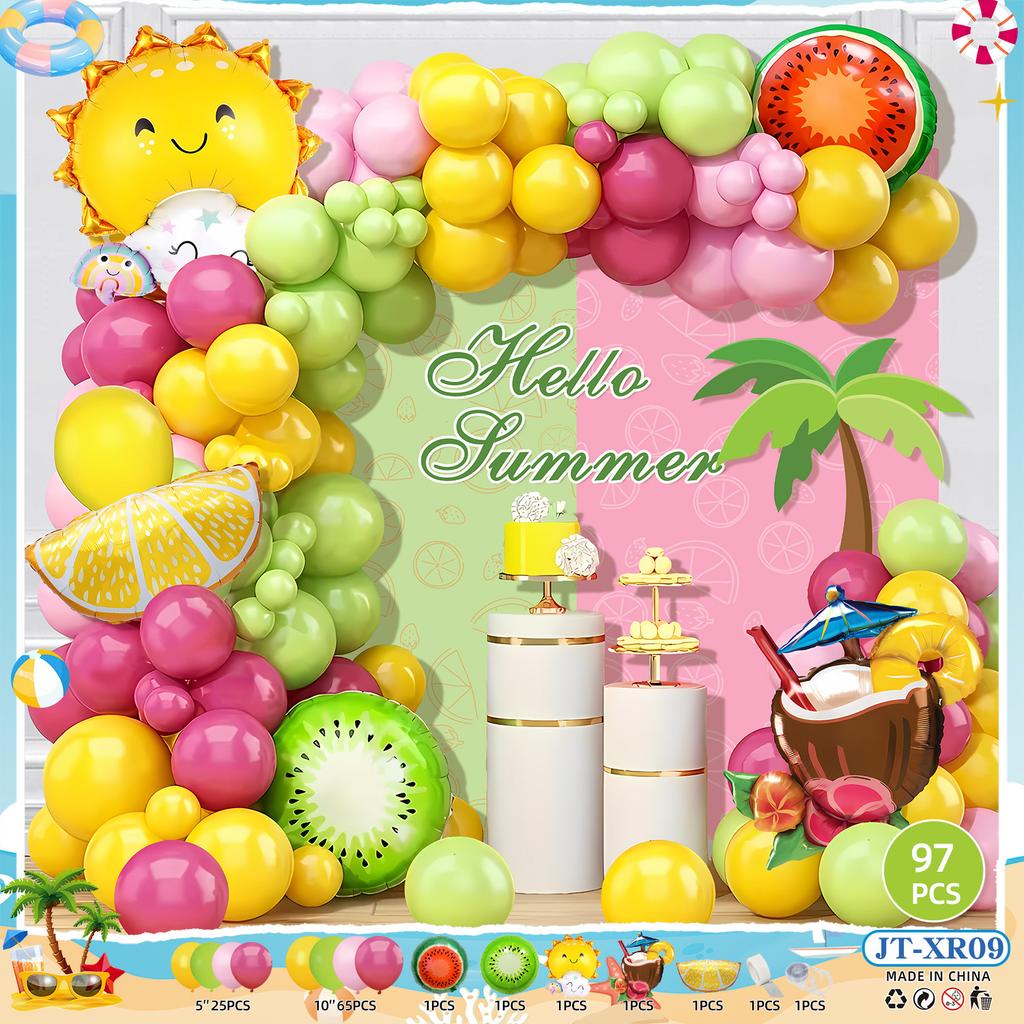 Hawaiian Balloon Set Wreath Summer Pool Party Pineapple Balloon Hawaiian Party Outdoor Outfit
