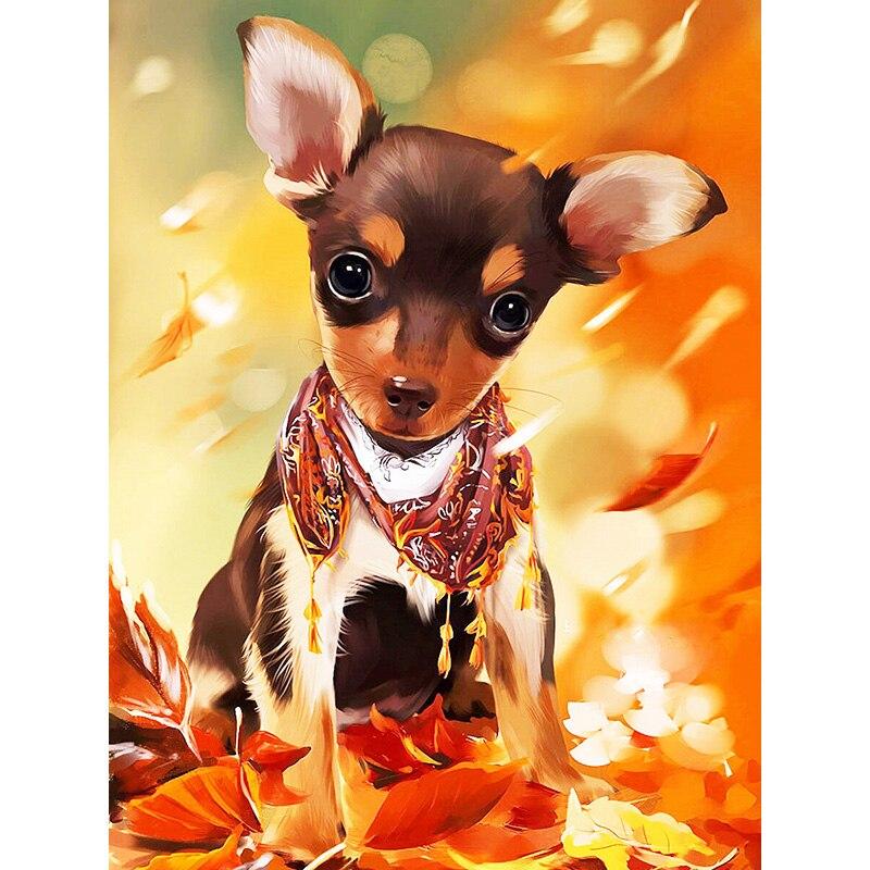 New 5D DIY Diamond Painting Dog Diamond Embroidery Animal Cross Stitch Full Round Drill Home Decor Manual Halloween Gift