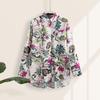 Fashion Long Sleeve Loose Large Size Printed Blouse Women Elegant Long Sleeve Office Ladies Casual Simple Tops Lapel Vintage Spring Summer Shirts