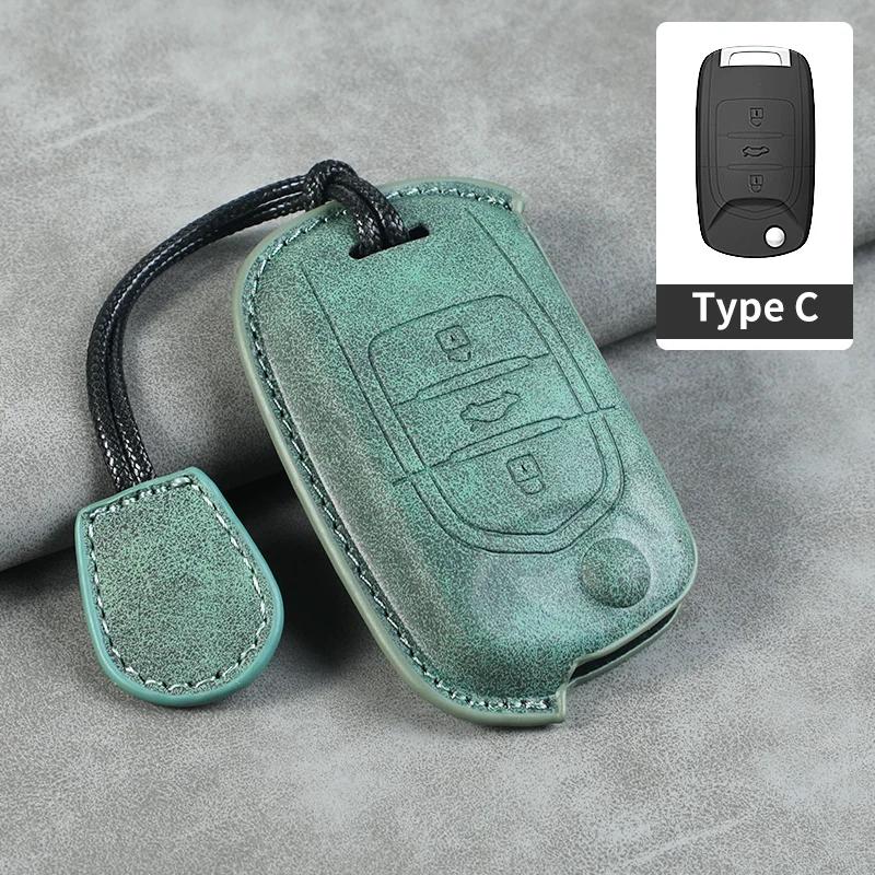 

3 Button Leather Car Flip Key Case Cover for SGMW Wuling Hongguang Mini 2025 for Baojun 510 560 730 310W 530 360 200E Key Shell