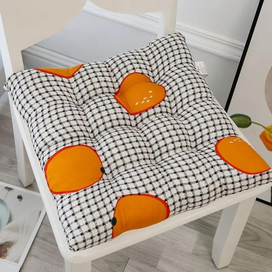 Warm Tone Simple Striped Print Chair Cushion Household Office Sedentary Thicken Soft Seat Pad Home Decor Non-slip Chair Mat