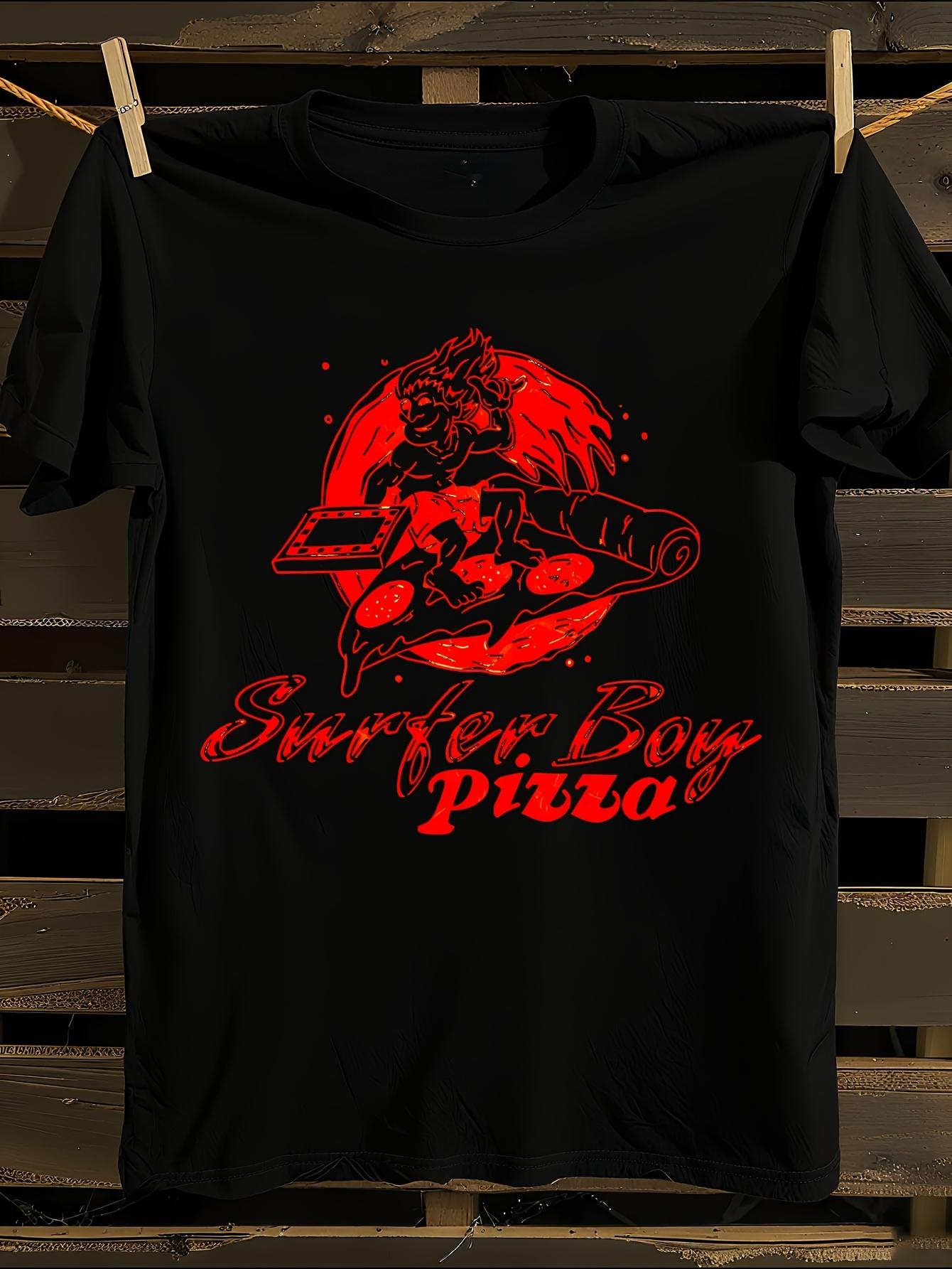 80s Retro Surfer Boy Pizza Graphic Tshirt XXXXL