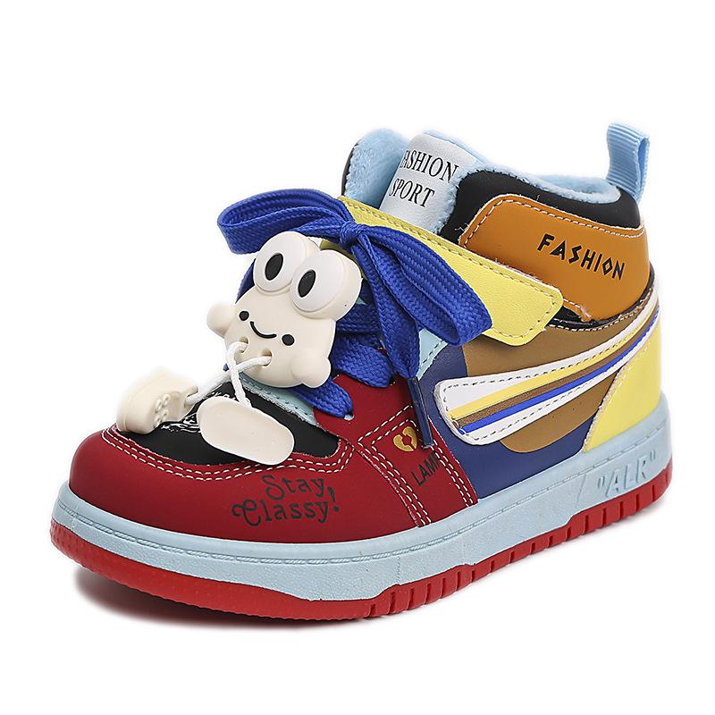 Children's high-top mandarin duck shoes 2025 autumn new fashion boys handsome board shoes girls foreign doll sports shoes