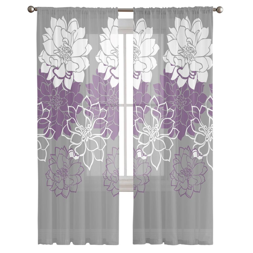 Perdele Transparente Cu Flore Colorate Pentru Sufragerie Perdele Tulle Pentru Dormitor Bucătărie Perdele Voile