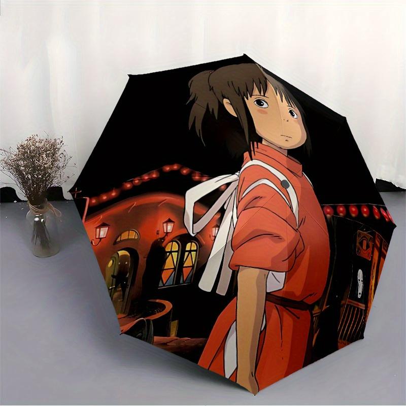 1pc Spirited Away, Chihiro Auto Folding Umbrella, Portable Collapsible Design, 8-Rib Iron Frame, , All-Season Casual Outdoor Accessory for Christmas B