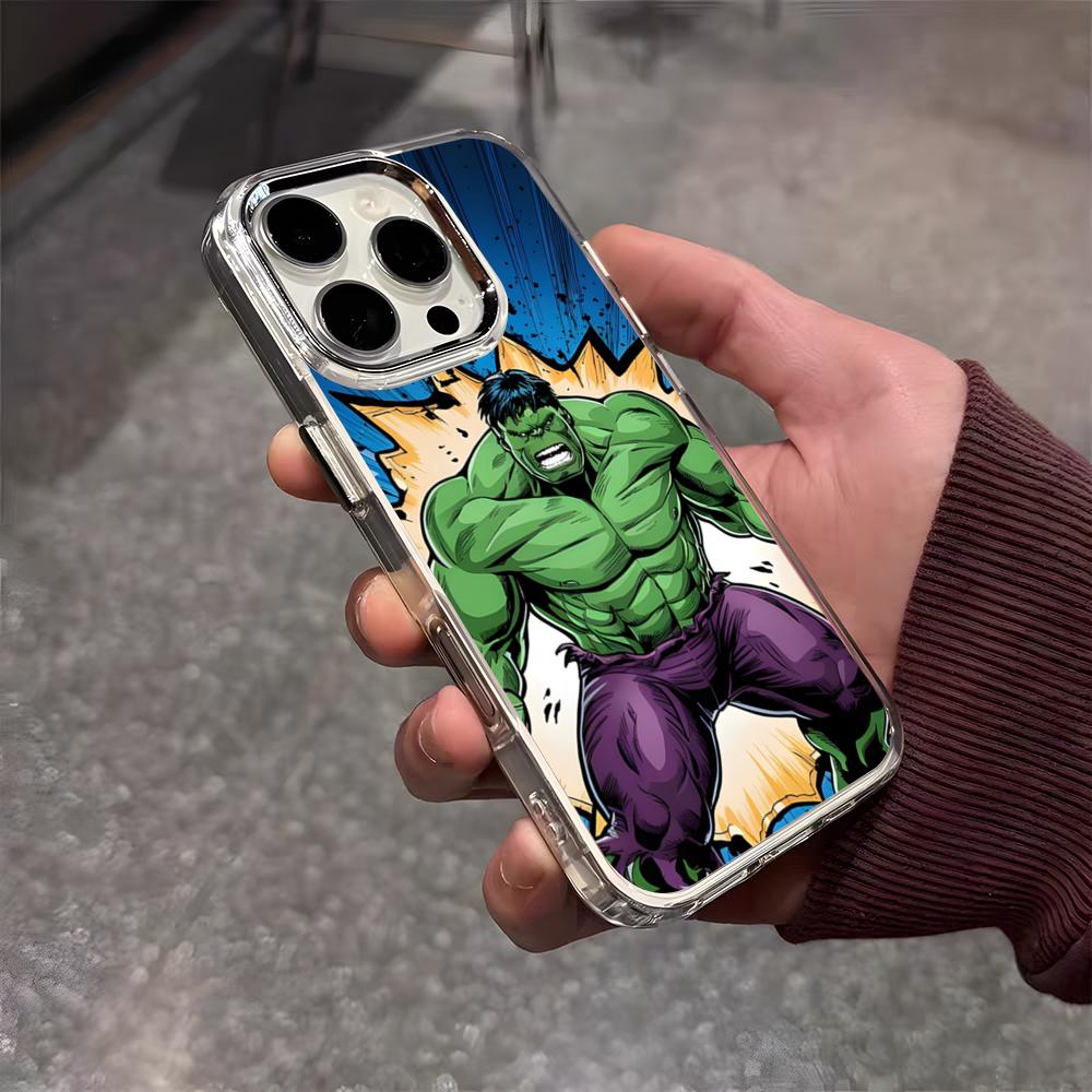 Superhero H-Hulk Phone Case For IPhone 17 Air 16 E 15 14 13 12 11 Plus Pro Max Electroplated Transparent Soft Shell