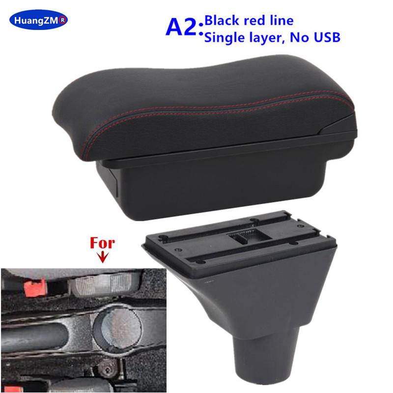 For Fiat Panda armrest box For Fiat Panda II 2 armrest box Center Storage box Interior Retrofit USB charging Car Accessories A red line No USB