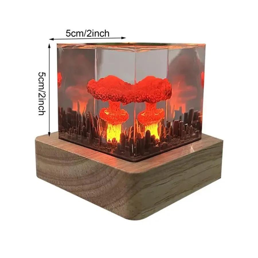 Volcano Mushroom Cloud Lamp Resin Lamp Living Room Room Decoration 3D Night Light Rechargeable Christmas Party Gift Ornament