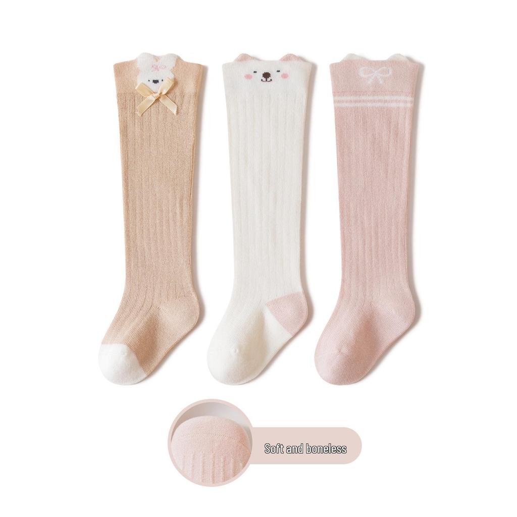 Infant Knee-High Cartoon Socks: Pure Class A Cotton, Non-Binding, Perfect for Spring, Autumn & Winter