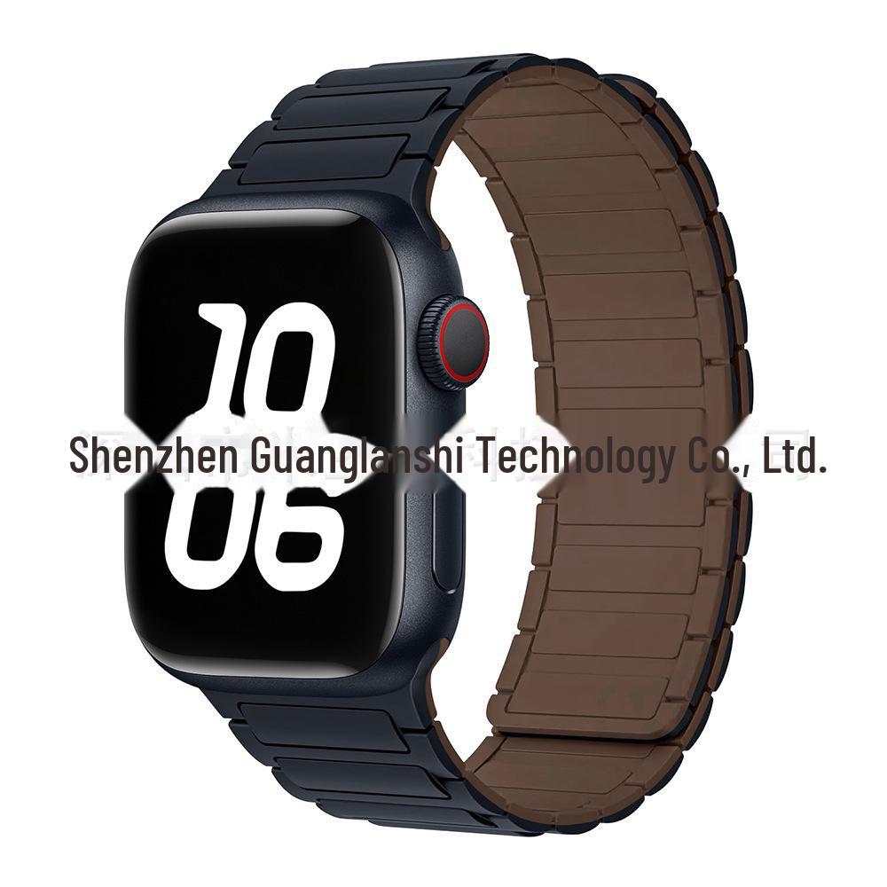 „Curea de culoare contrastantă din silicon magnetic S9 pentru Apple Watch Series 5-9”