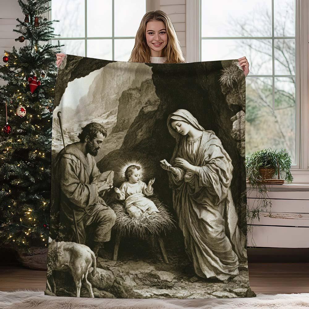 Christmas vintage snowman digital-printed polyester Bedroom velvet flannel cover blanket Fleece sofa cover blankets for beds
