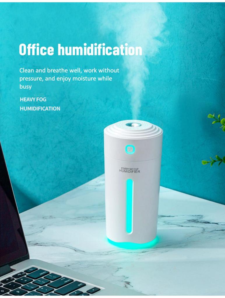 280ML Car Air Humidifier Multifunctional Colorful Atmosphere Light Sprayer Wireless Portable Home Office Air Humidifier 800mah
