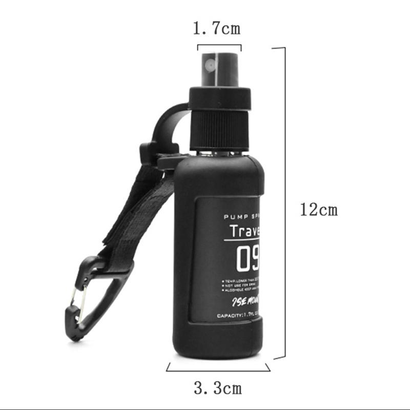 50Ml Travel Bottle Leak Proof Refillable Spray Bottle Portable Sprayer With Tactical Hook Strap Alcohol Spray Bottle For Liquid