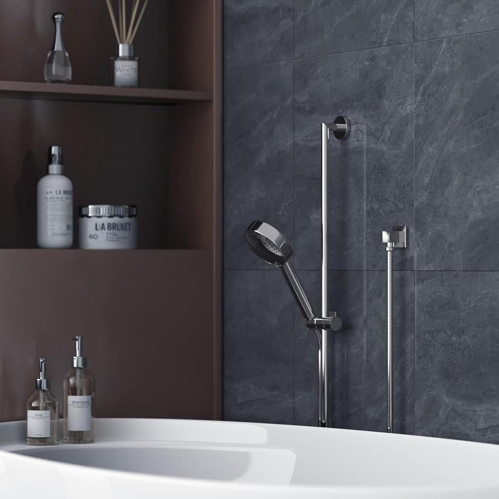 Wall Mounted Supply Elbow, Wall Elbow for Hand Shower, Solid Brass Square Wall Supply Elbow, Check Valve Included (Square, Polished Chrome)