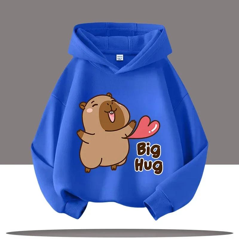 Autumn and Winter Warm Children's Hoodie Capibara Koala Pattern Girls' Hoodie Pullover Comfortable Children's Top