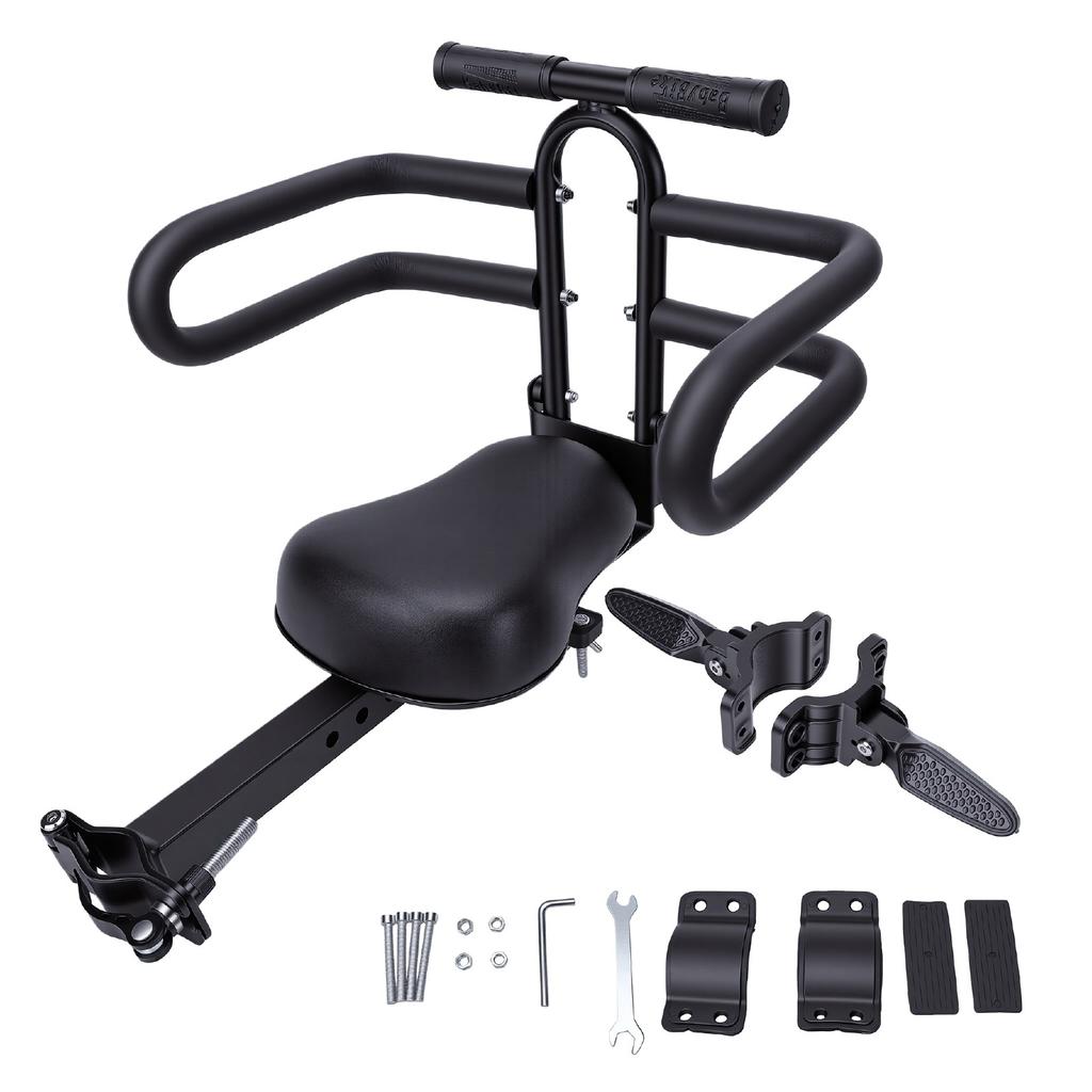 Front Mounted Toddler Bike Seat Guardrail Security Prevents Slipping Spokes Bike Seat Durable Metal Double Frame for