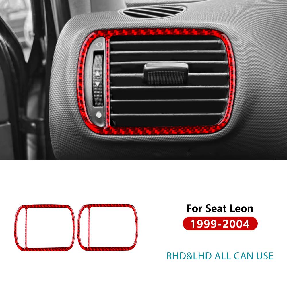 Carbon Fiber Style Dashboard Side Air Vent Frame Trim for SEAT Leon 1999-2004 Red Carbon Fiber
