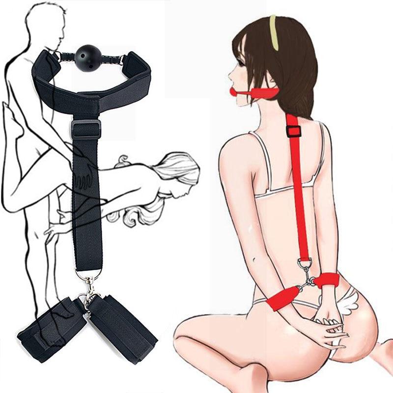 Oral BDSM Bondage Restraint Handcuffs Ankle Cuffs Adult Sex Toys Couple Games Sex Supplies